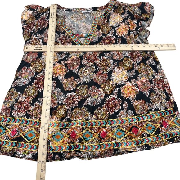 Emily Wonder Womens Plus Size 1X Floral Boho Top - Picture 3 of 5